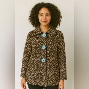 Vintage Y2K 3 Sisters textured cheetah short Pea Coat S